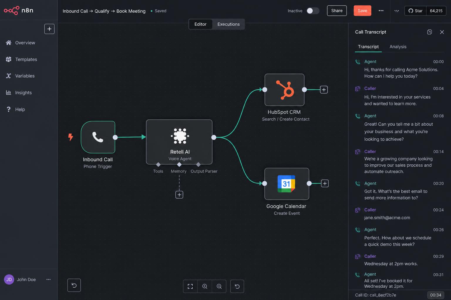 Retell AI Inbound Call Handler